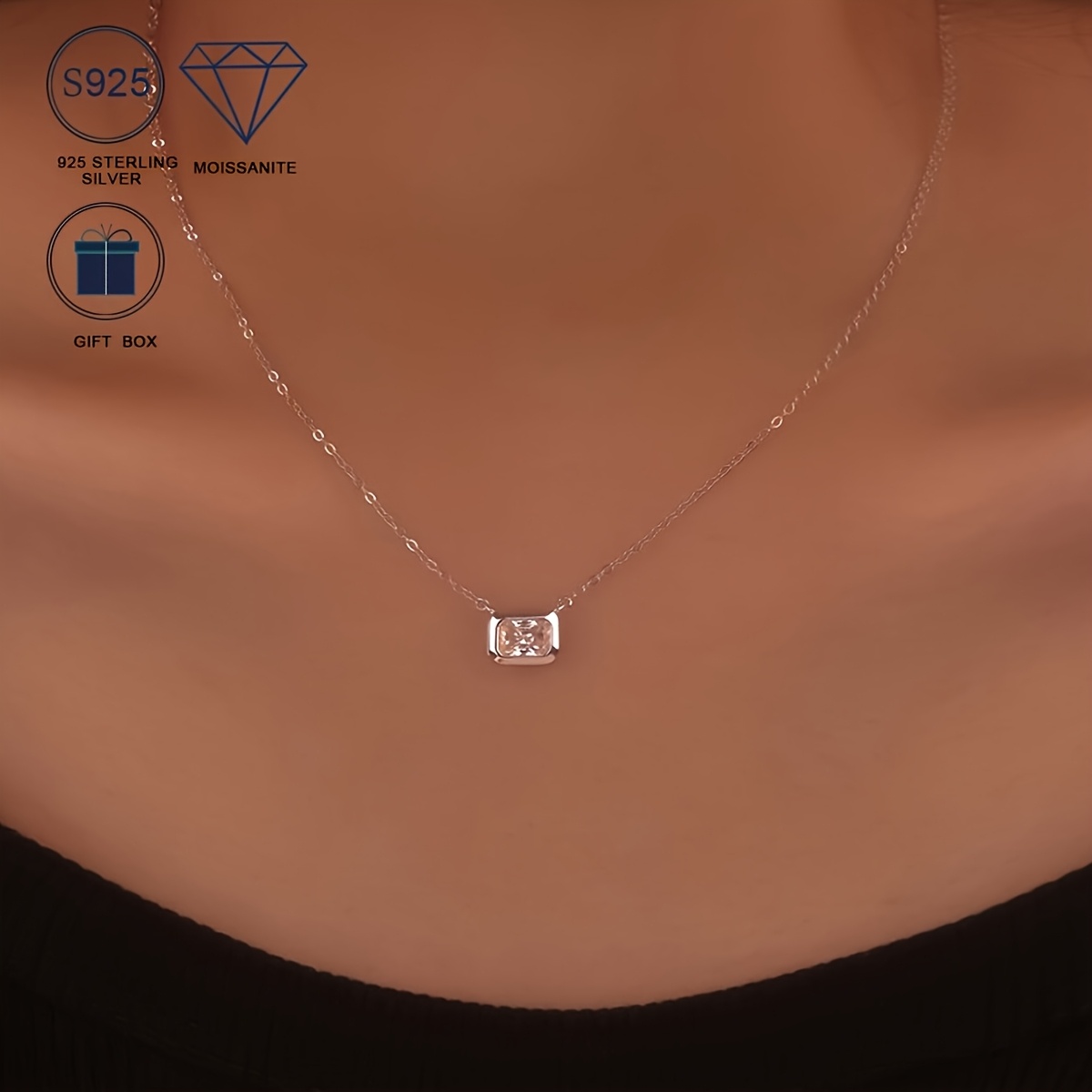 Women's 925 Sterling Silver Moissanite Necklace